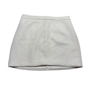 Express White Eyelet Lace Mini Skirt Size 12 Geometric Cutout Lined Summer